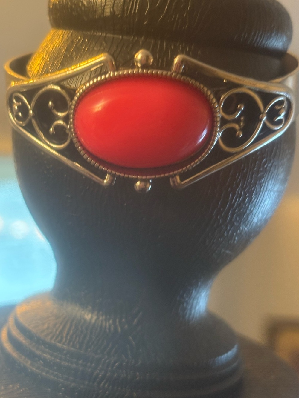Pink Stone Silver-Tone Women's Cuff Bracelet
